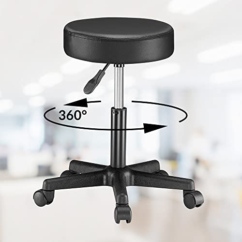 Höhenverstellbarer Rollhocker Casaria mit 10cm Polsterung in Schwarz