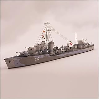 Lllunimon 1/400 Poland Bliksem Destroyer Warship Model Building Kit, DIY 3D Paper Model Handmade Craft Gift