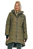 Orolay Women's Winter Down Jacket Long Quilted Puffer Coat Warm Hooded Slim Fit Outerwear Capers Medium