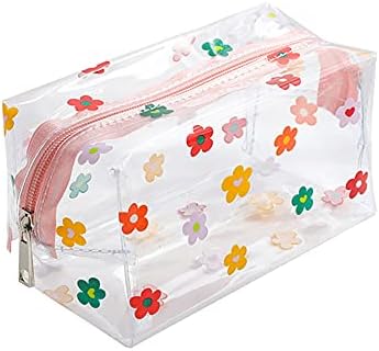 UUYYEO Clear Flowers Makeup Bags Cosmetic Bag Travel Wash Bag Toiletry Storage Pouch Pencil Case for Women Girls Colorful