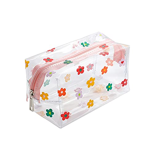 Clear Flower Makeup Bags Transparent Floral Cosmetic Bag Travel Wash Bag Waterproof Toiletry Storage Pouch for Women Girls Colorful
