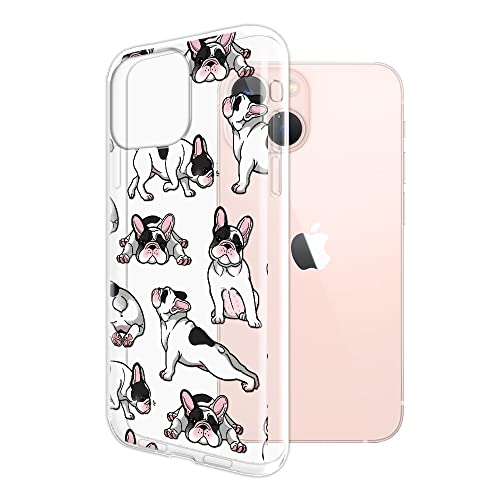 Fincibo Clear Transparent Tpu Silicone Protector Case Cover Soft Gel Skin Compatible With Apple Iphone 13 6.1 Inch 2021 - French Bulldog Funny Playful Postures #TOP1