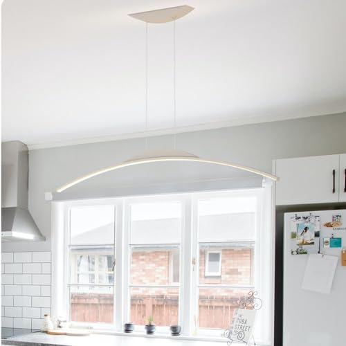 Lámpara de mesa de comedor lineal con luces LED regulables para cenas modernas. 5