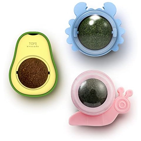 3 Pack Catnip Ball Toys, Squash Edible Cat nips Organic Balls, Catnip Ball Wall Mount, Crab Avocado Catnip Cat Toy for Cats Kittens Lick, Teeth Cleaning, Natural Effective Engaging Play (Blue) Cover