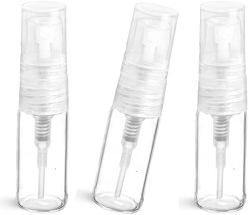 MagnaKoys 3ml Perfume Cologne Body & Bath Clear Glass Vials w/Natural Sprayers and Clear Overcaps (3 pieces of 3ml Sprayers)