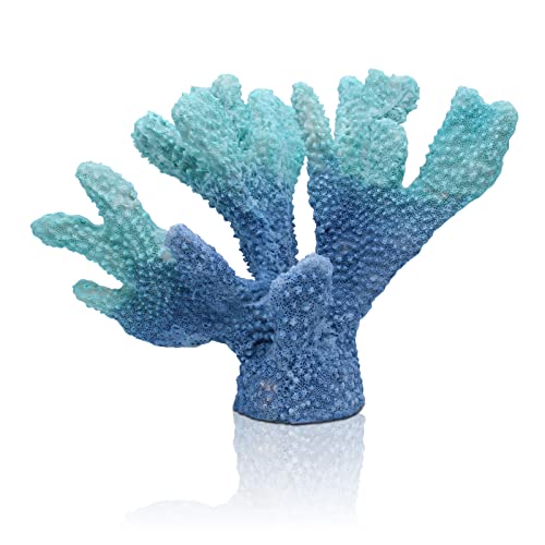 ALIWINER Blaue Korallenstatue, Kunstharz, Koralle, Tischdekoration, realistische Kunstzweige, Korallen-Skulptur, Heimdekoration, Strand-Mottoparty, Hochzeitsdekoration, Fenster-Display, 15 cm Cover