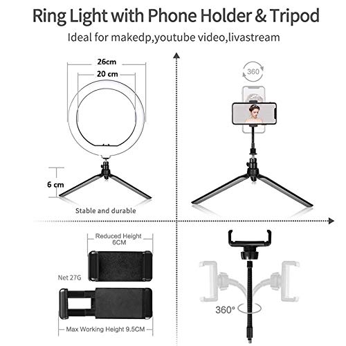 Iluminador led Ring Light 26Cm Tripe de Mesa kit iluminação
