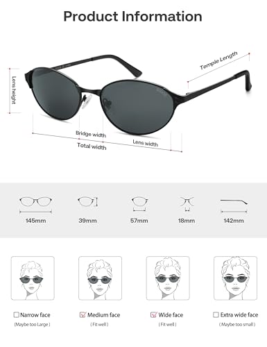 Image of SOJOS Retro Oval Polarized Sunglasses for Women Men, Trendy Chic Cat Eye 90s Y2K Sunnies SJ1266