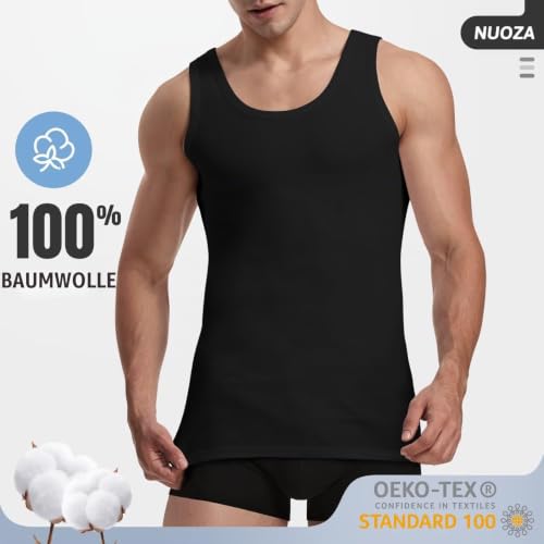 NUOZA Unterhemd Herren 3er Pack 100% Baumwolle Tank Top Ärmellos – Ansicht 2