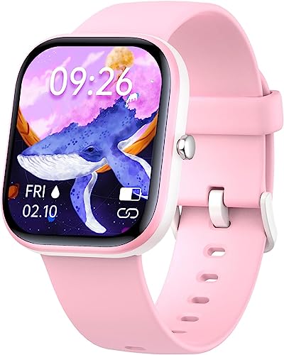 ZONEY Kids Smart Watch for Boys Girls, IP68 Waterproof Kids Fitness Activity Tracker Watch,Heart Rate Sleep Monitor,8 Sport Modes,Pedometers,Calories Counter,Alarm Clock,Kids Gifts (Pink)