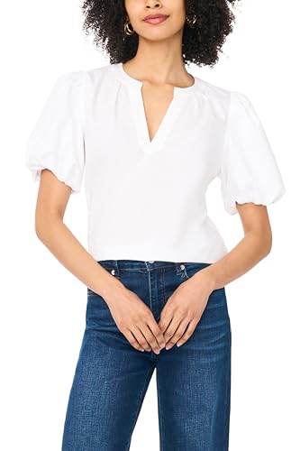 Short Cotton POPLIN Puff Sleeve TOP