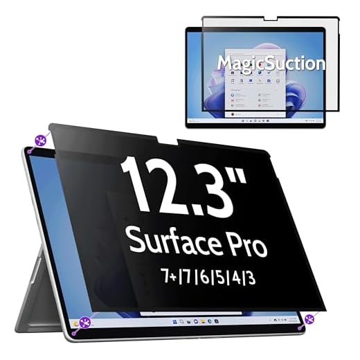Peslv Privacy Screen for 12.3 Inch Surface Pro 7+/7/6/5/4/3, MagicSuction™ Removable Anti Spy Black Protector, Glare Blue Light Filter for Microsoft Laptop Computer Monitor