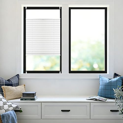 Estor Enrollable Opaco Estores 70 x 180 cm Protección de La Intimidad, Translúcido Estor Doble Enrollable Día y Noche Cortina Plisado para Ventanas, Blanco