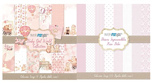 Papers For You Kit 2 Colecciones Scrap 12'x12' Baby Girl Word + Rosa Bebé