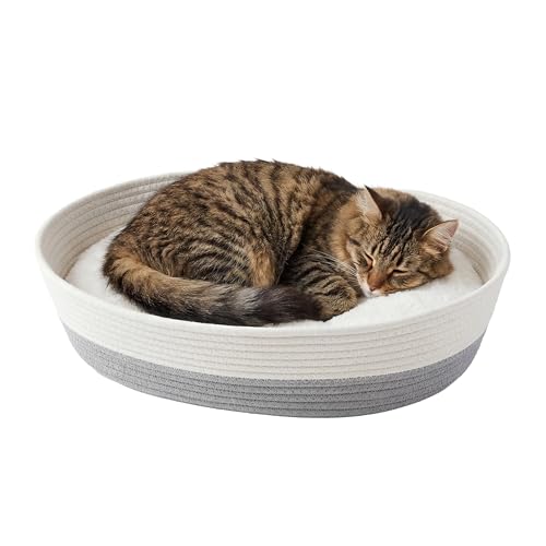 Kitty City Woven Cat Bed with Removable Washable Cushion, Cozy Braided Rope…