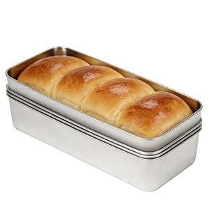 4 Pcs 3lb Loaf Tin for Baking Rectangular Oven Baking Pan Bakeware Set Stainless Steel Bread Loaf Pan Stainless Steel Bread Tins Loaf Pans for Banana Bread, Cake, Loaves, Lasagna(33*15*6cm)