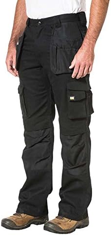 Caterpillar Men's Trademark Work Pants Built from Tough Canvas Fabric with Cargo Space, Classic Fit, Black, 34W x 30L