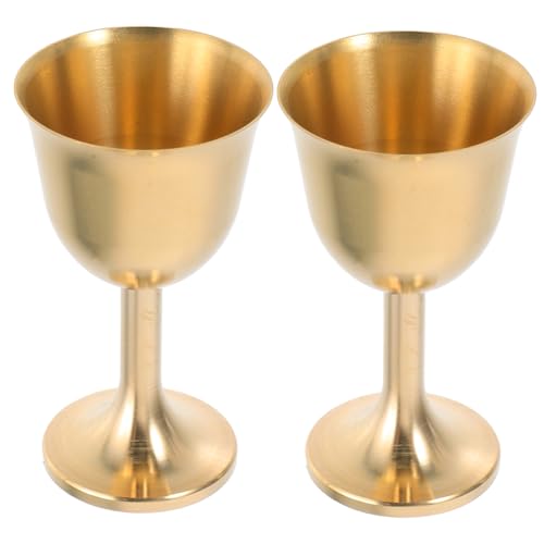 Ciieeo 2pcs Solid Brass Mini Goblets Elegant Chalice Cups for Yoga Meditation Rituals and Ceremonial Use Scratch Resistant Stem Design