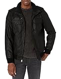 Levi's Men's Faux Leather Sherpa Aviator Bomber Jacket, Black, Large