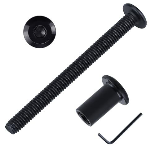 Vis à tête plate M6 x 65 mm en acier inoxydable 304 noir avec écrous à barillet lot de 10