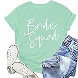 NEWKA Womens Bride Shirt Bride Squad T-Shirts Bridesmaid Engaged Tee Top Sky-Blue