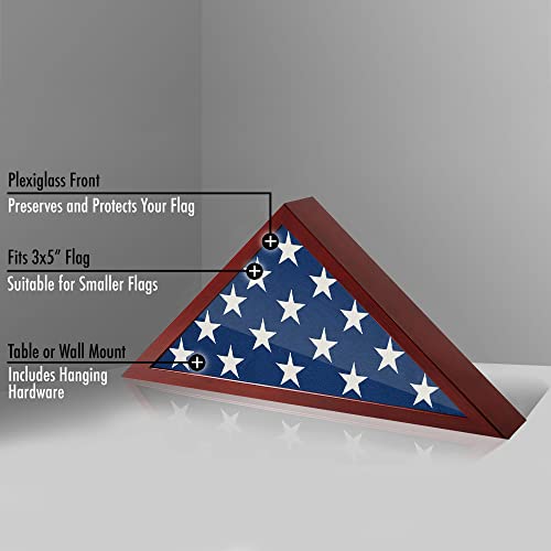 Americanflat Large Flag Box Display Case For Burial Flag - Fits A Folded 5' X 9.5' Flag Military Flag Display Case - Triangle Flag Holder With Wall Mount And Polished Plexiglass Front (Mahogany),Brown #TOP1