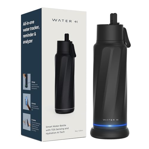 WATERH Vita Smarte Wasserflasche mit Erinnerung an Wasser zu trinken, BPA-freie, vakuumisolierte Wasserflaschen mit Filter und Strohhalm, Bluetooth-Ansaug-Wasser-Tracking-Flasche, ideal als Geschenk