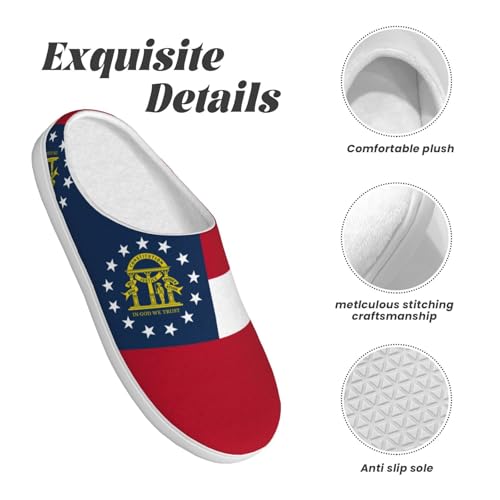 Cozy Georgia Flag print Slippers Indoor and Outdoor Fuzzy House Shoes Anti-Skid Sole Gifts for Women Indoor Scuff4