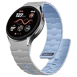 Bandletic(バンドレック) 強力20本磁気バンド Samsung Galaxy Watch 7/FE/6/5/4 バンド 40mm 44mm/Galaxy Watch 5 Pro 45mm/Watch 6 4 Classic 42mm 46mm 43mm 47mmに対応 ライトグレー アイスブルー
