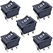 TWTADE / 5Pcs Black ON/OFF/ON DPDT 6 Pin 3 Position Mini Boat Rocker Switch Car Auto Boat Rocker Toggle Switch Snap AC 250V 125V/20A （Quality Assurance for 1 Years）XW-604AB3