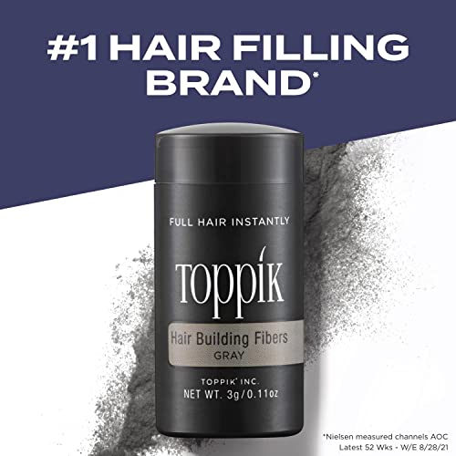 Toppik Hair Building Fibers, Gray, 12G | Fill In Fine Or Thinning Hair | Instantly Thicker, Fuller Looking Hair | 9 Shades For Men & Women,0.42 Ounce (Pack Of 1) #TOP1