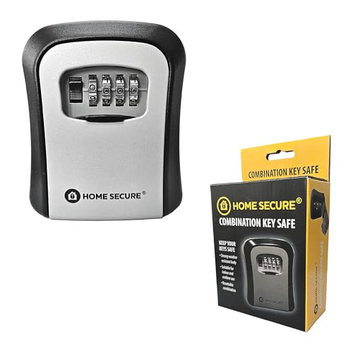 Home Secure™ Outdoor Key Safe – Wall Mounted Weatherproof Key Lock Box with 4-Digit Combination – Secure Spare Key Storage for Outside, Home, Airbnb & Trades
