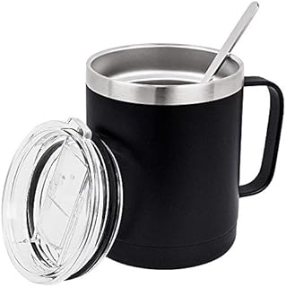 ASKMUSE Insulated Coffee Mug with Handle and Spoon, 14oz Stainless Steel to-go Coffee