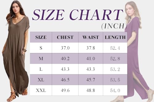 Image of Match Women's Summer Dress, V-Neck Boho Flowy Maxi Dress, Loose-Fit