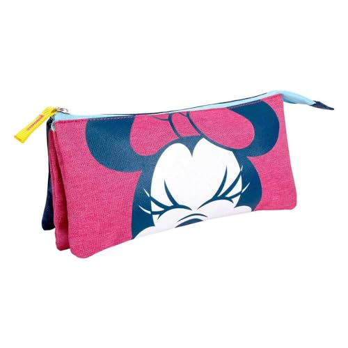 CERDÁ LIFE'S LITTLE MOMENTS Federmäppchen mit 3 Fächern Minnie – Rosa – 22,5 x 2 x 21,5 cm – Reißverschluss – Minnie Maus – Originalprodukt, entworfen in Spanien, Rosa, Federmäppchen mit 3 Fächern von