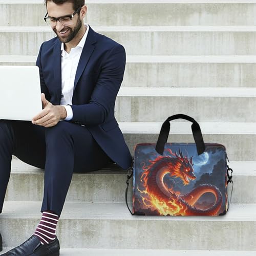 Bolso maletín para laptop 15.6" negro con dragón miniatura 3