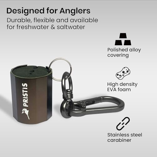 Pristis 3 Pack Fishing Rod Clips, Wearable Rod Holders with Keychain, Portable Hand-free Stainless-steel Fly Fishing Pole Accessory Tackle with Carabiner, Rustproof Durable Assistant Tool Gear
