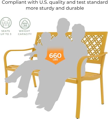Grand Patio OUTDOOR BENCH Garden Benches With Anti-Rust Metal Powder Coated Frame thumb #3