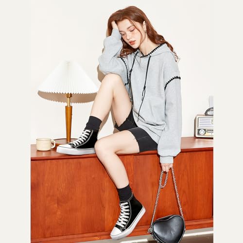 Image of yageyan Womens High Top Canvas Sneakers Lace up Fashion Shoes for Women Casual Classic