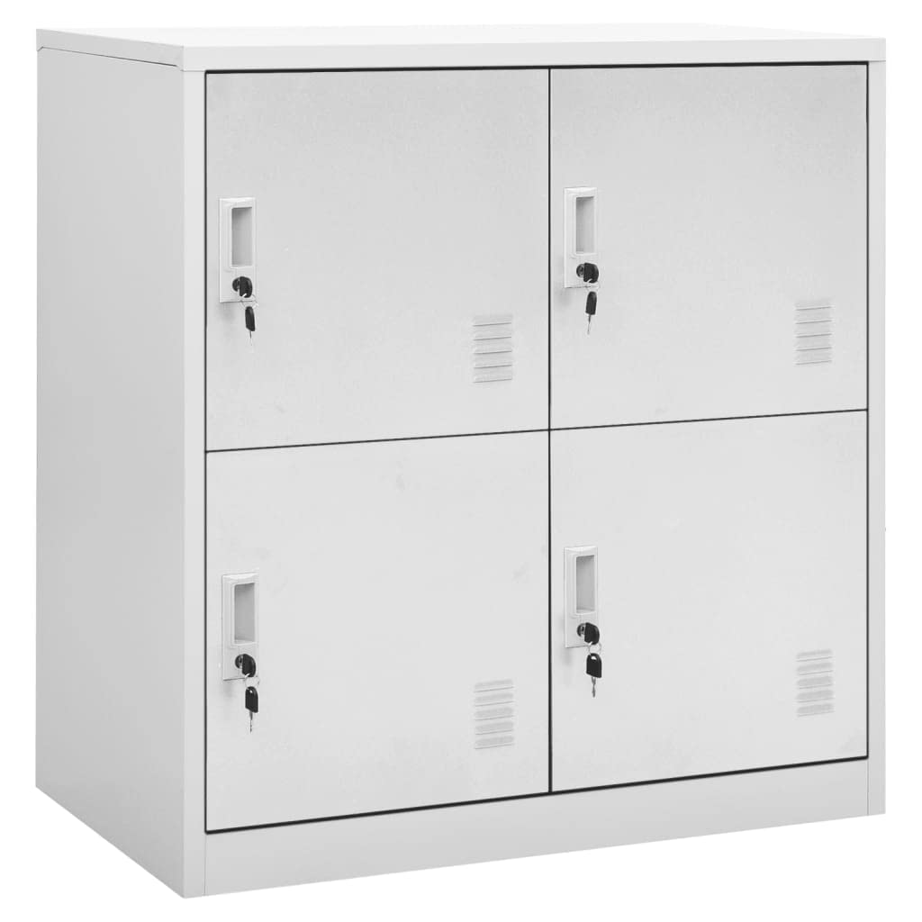 Armadio grigio chiaro, 90 x 45 x 92,5 cm, in metallo, con 4 scomparti e serrature, armadietto moderno per ufficio, scuola e archivio, robusto armadietto per documenti