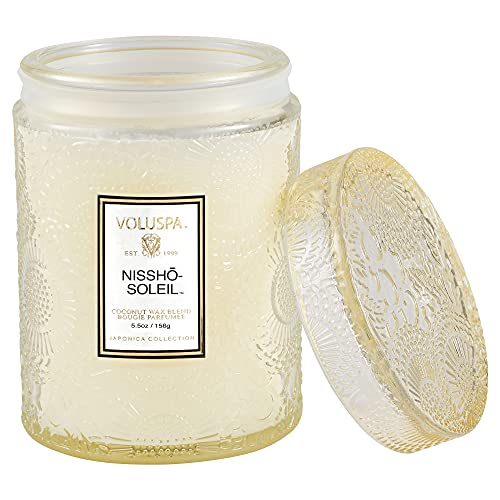 Voluspa Nissho Soleil Candle | Small Glass Jar With Matching Glass Lid | 5.5 Oz | All Natural Wicks And Coconut Wax For Clean Burning | Vegan #TOP1
