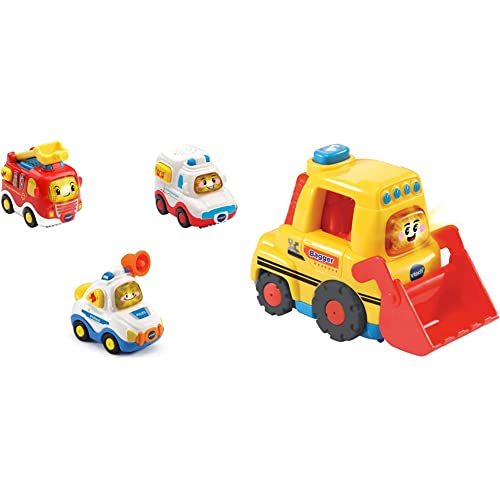 Vtech TUT TUT Baby Flitzer - 3er Set & Bagger – Spielzeugauto Mit Musik, Aufleuchtender Taste, Spannenden Sätzen und Geräuschen – Für Kinder Von 1-5 Jahren, Bunt