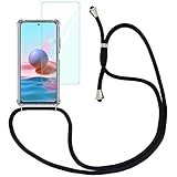 [Compatibilidad]: Funda con Cuerda para Xiaomi Redmi Note 10 4G / Note 10S + Protector pantalla de Cristal Templado.