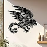 Escultura de dragón de Metal para decoración de Pared. Mural de Hierro con Corte intrincado, Criatura fantástica, decoración Colgante para casa y Patio, inauguración de l