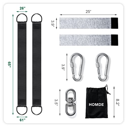 Homde Tree Swing Strap 2200Lbs With Tree Protectors 2Pcs 5Ft Extra Long Hammock Straps With Carabiners Swivel Carry Pouch For Tire Swing, Saucer Swing & Hammock #TOP1