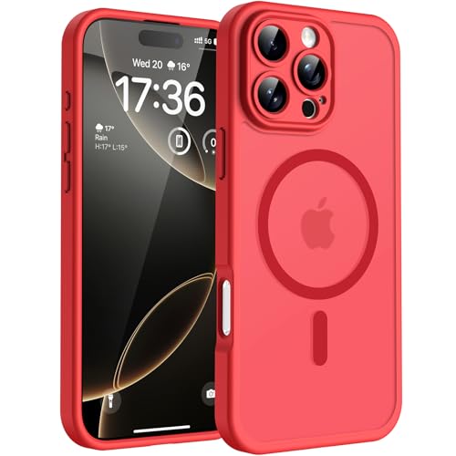 TOCOL fĂĽr iPhone 16 Pro Max HĂĽlle, Kompatibel mit MagSafe, Matt Rot