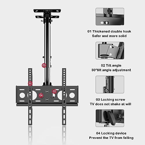 Support TV plafond pivotant 360° et inclinable pour écran suspendu VESA