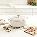 Lodge 7 Quart Enameled Cast Iron Oval Dutch Oven with Lid – Dual Handles – Oven Safe up to 500° F or on Stovetop - Use to Marinate, Cook, Bake, Refrigerate and Serve – Oyster White