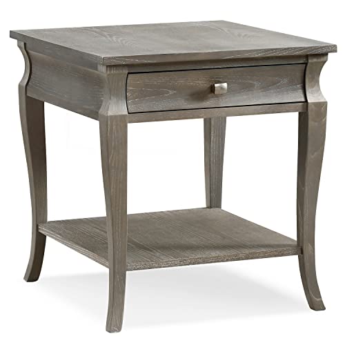 Image of Leick Home 11607-GW Luna One Drawer Side Table and Shelf, Gray Wash