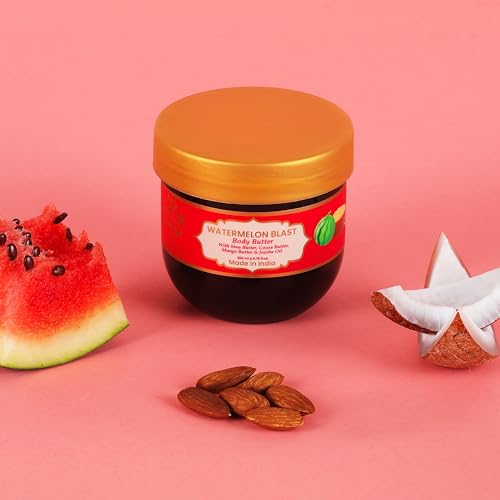 Image of RYLLZ ESSENTIALS Watermelon Blast Body Butter | with Shea Butter, Cocoa Butter, Mango Butter, Niacinamide & Jojoba Oil | for 48Hrs Moisturisation, Stretch Marks, Dry /Itchy Skin & Uneven Skin Tone | 200 ml